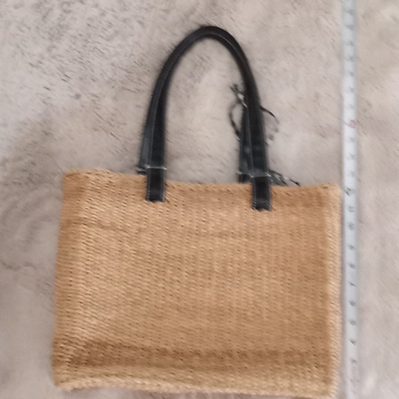 Polo Jeans Company Ralph Lauren Preppy Straw Bag Black Patent Straps - Picture 8 of 8